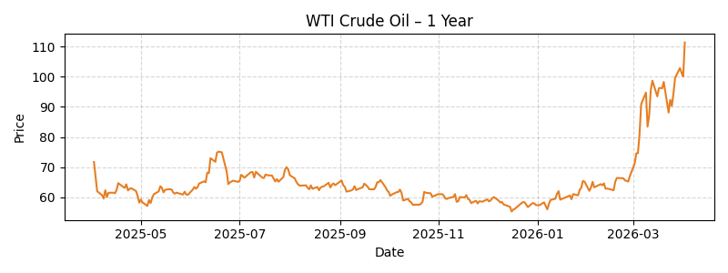 WTI Crude Oil 1-year chart